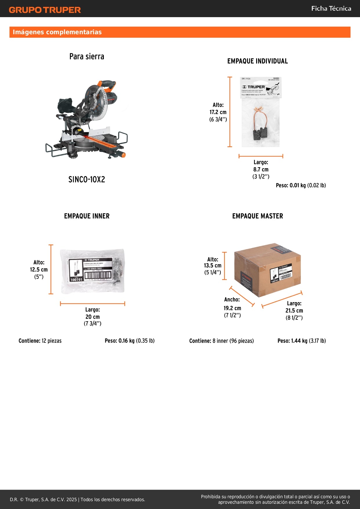 Bolsa con 2 carbones de repuesto para SINCO-10X2, TRUPER