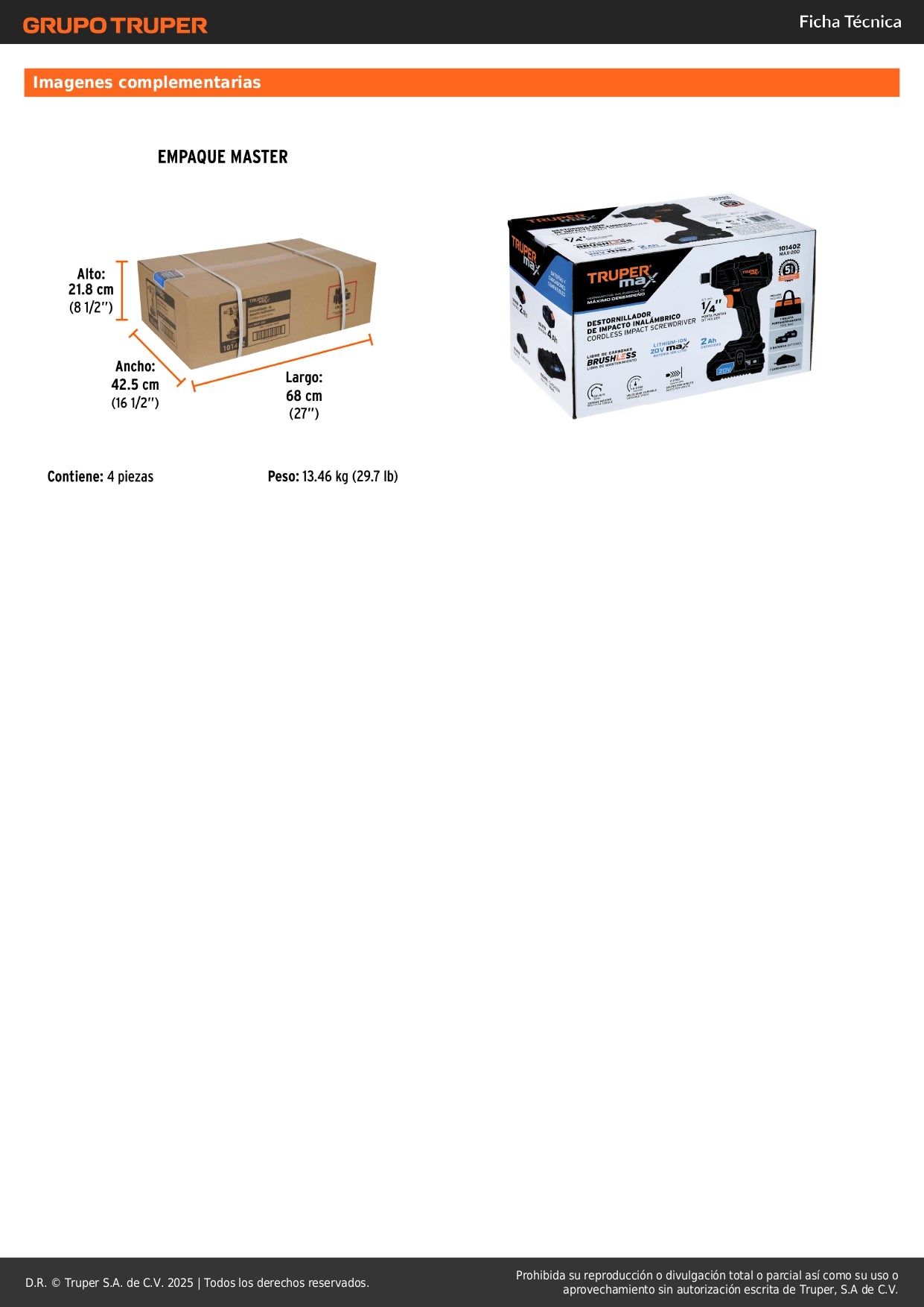 Destornillador de Impacto Inalámbrico 20V MAX-20D Brushless - Solución Profesional para Trabajos Pesados en Metal con 2 Baterías 2Ah y 3 Velocidades