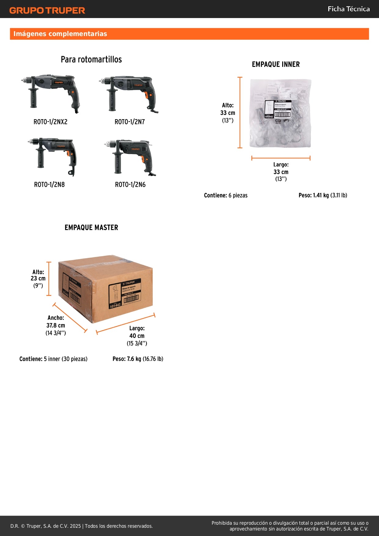 Mango de repuesto para ROTO-1/2NX2,1/2NX2-2,1/2N7 y 1/2N6