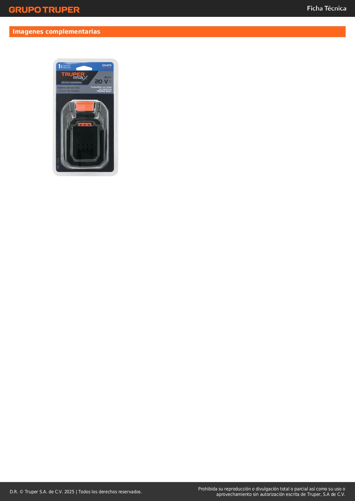 Batería Ion Litio TRUPER MAX 20V 4Ah MAX-BA4 - Solución Completa para Herramientas Inalámbricas con Triple Protección y Indicador de Carga