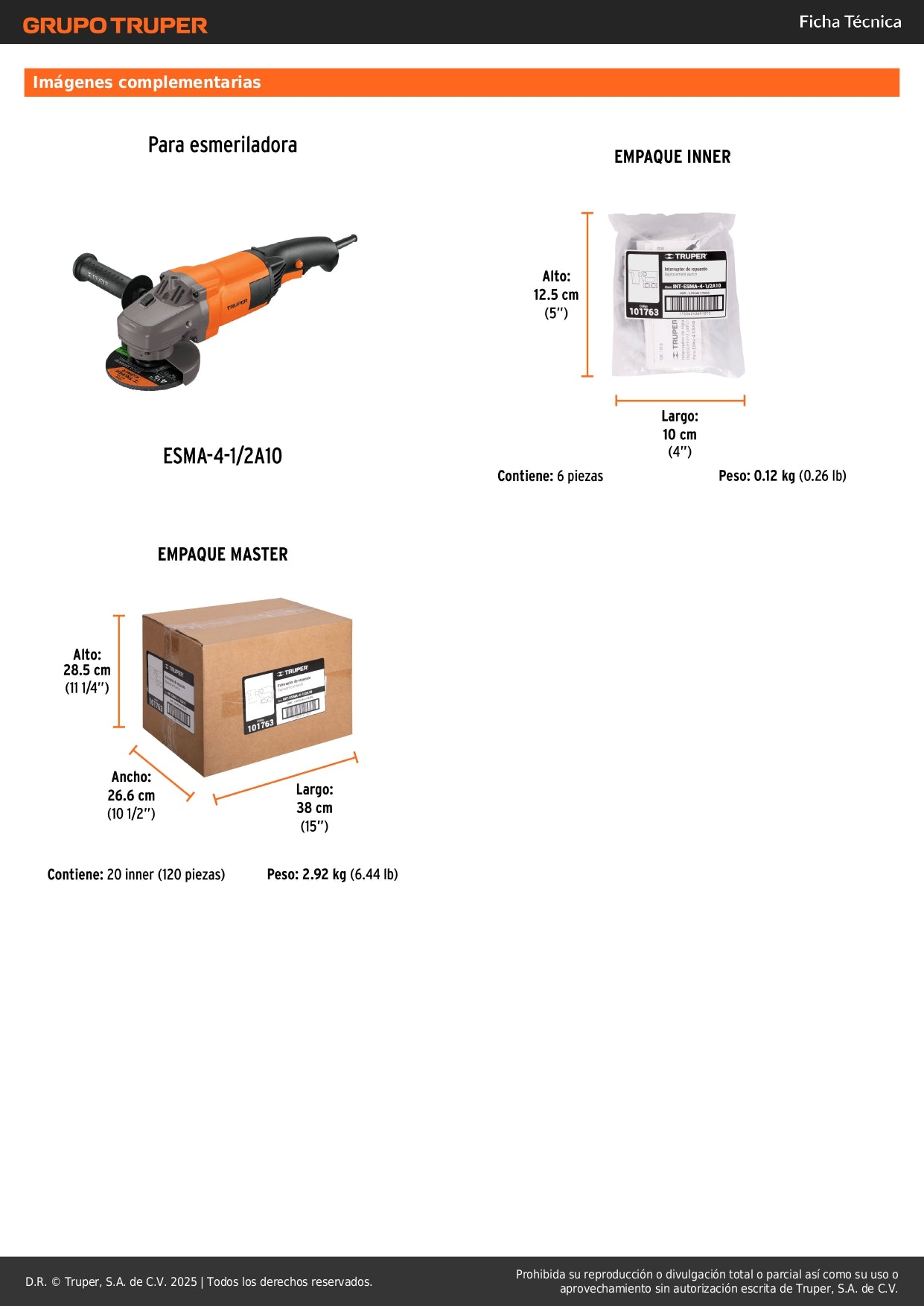 Interruptor de repuesto para ESMA-4-1/2A10, Truper