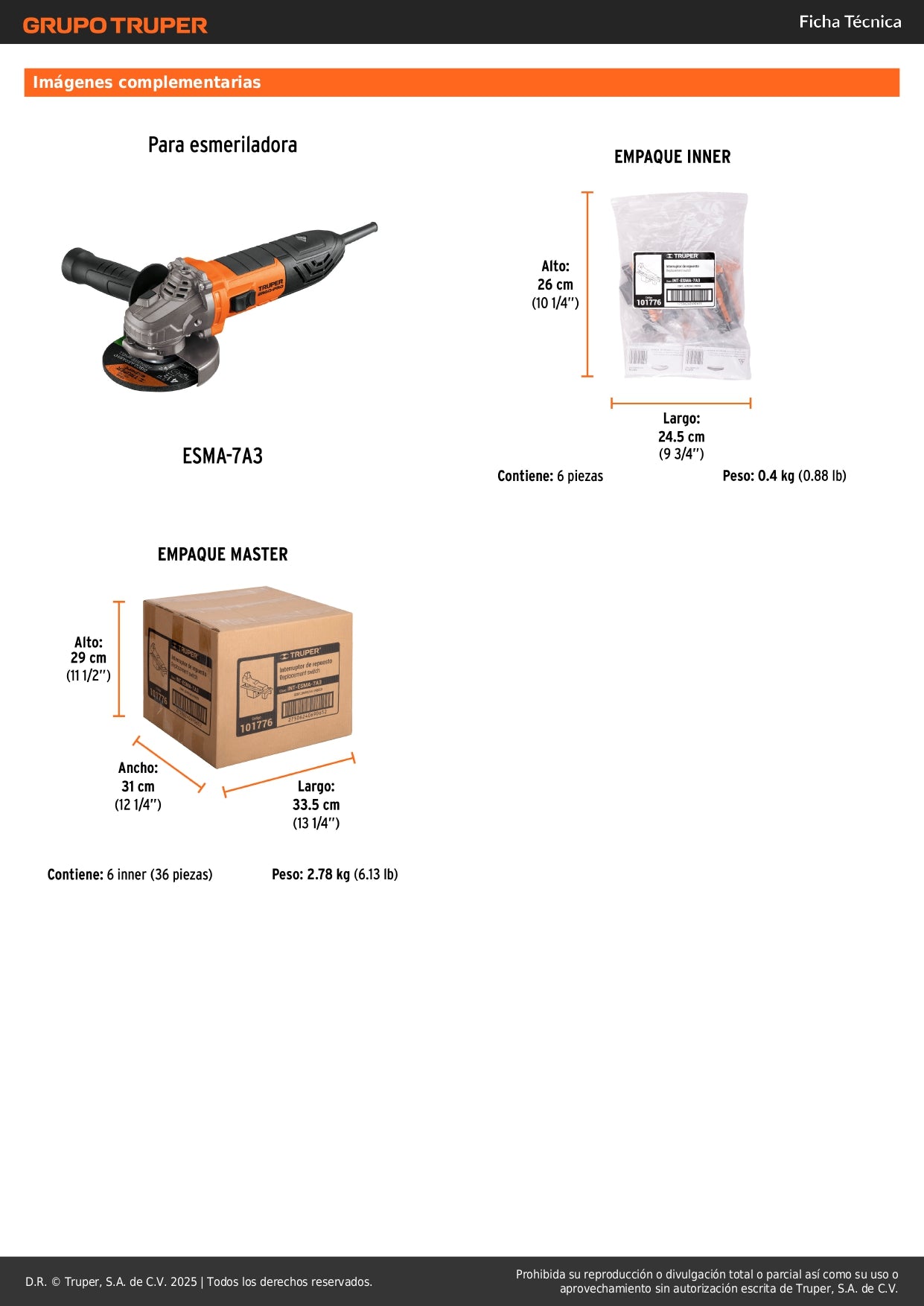 Interruptor de repuesto para ESMA-7A3, Truper