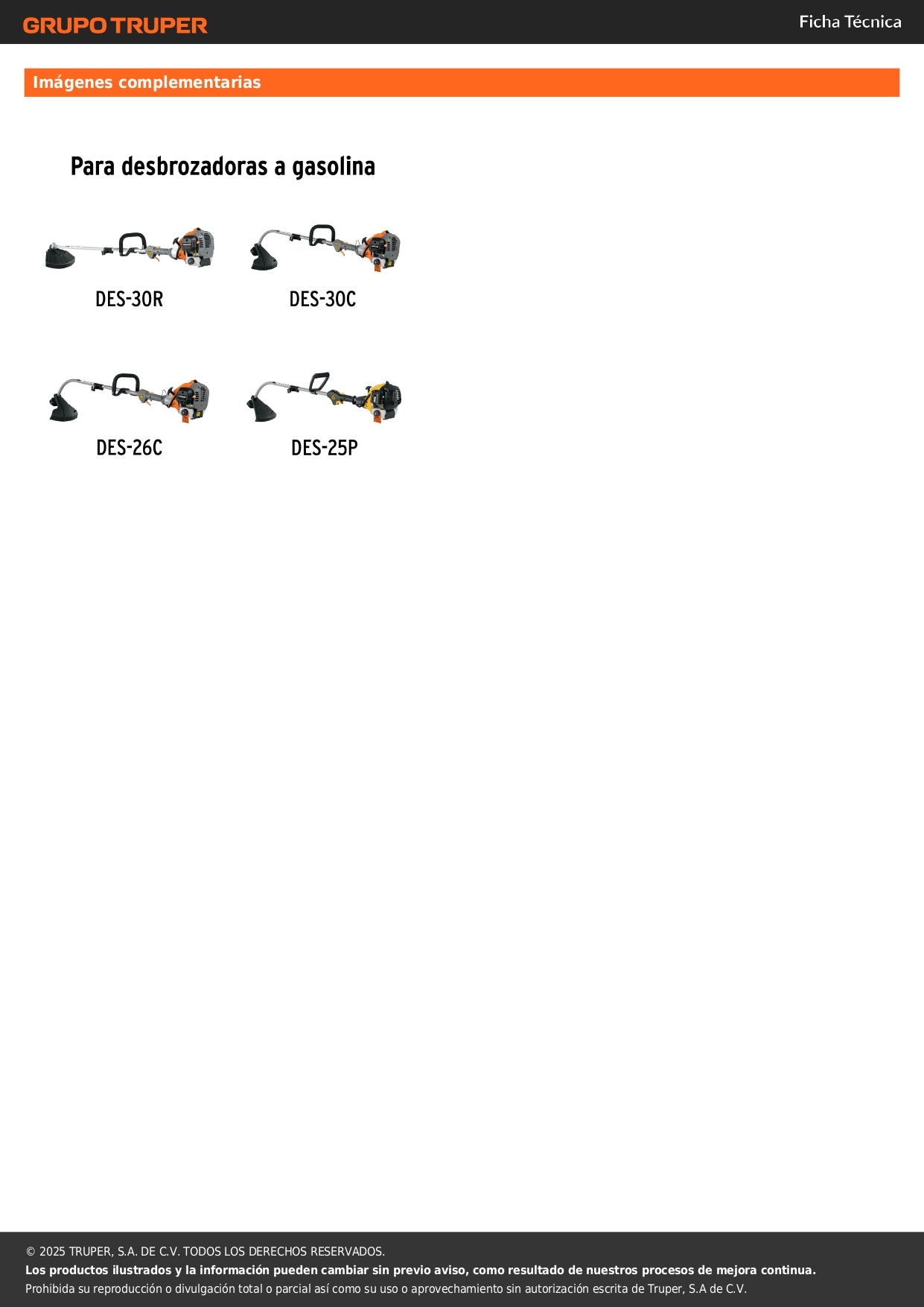 Carburador para desbrozadoras a gasolina DES-30R/30C/26C/25P