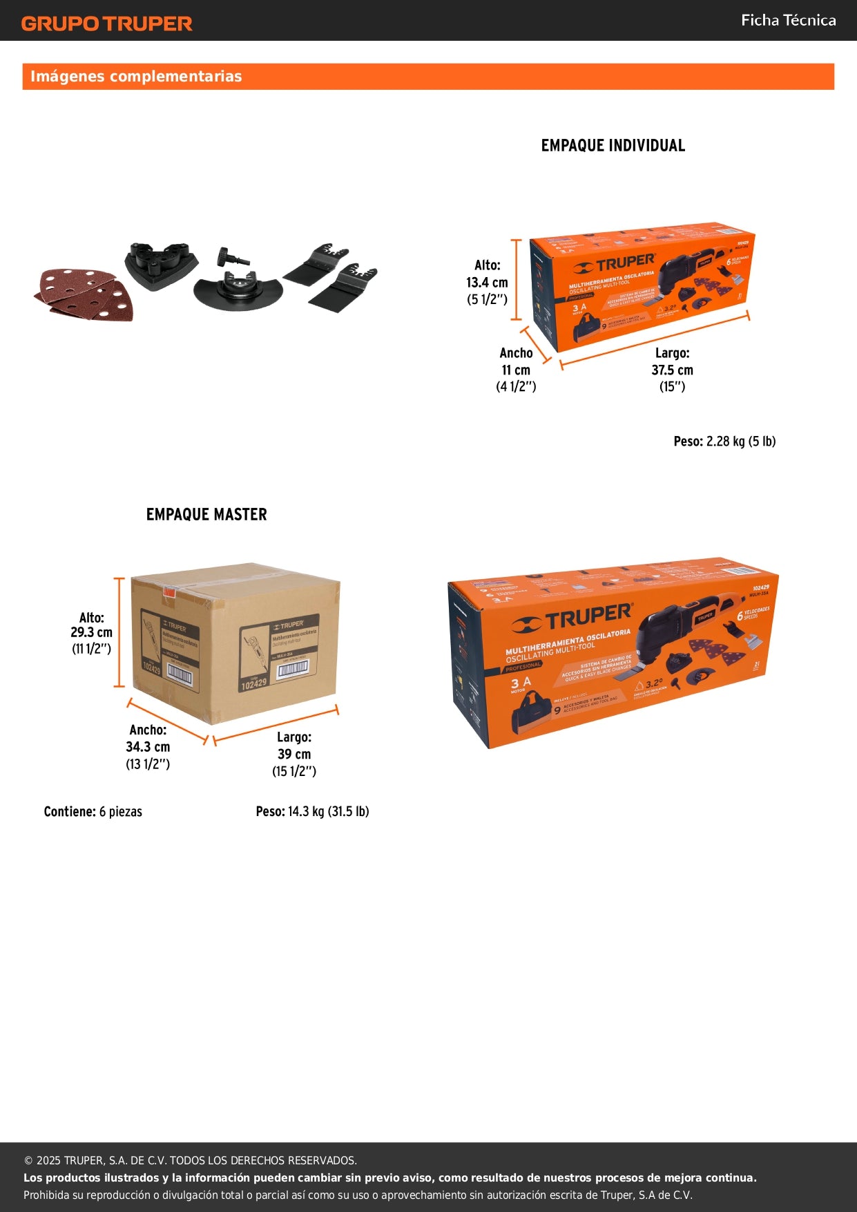 Multiherramienta 350W con 9 accesorios, TRUPER PRO