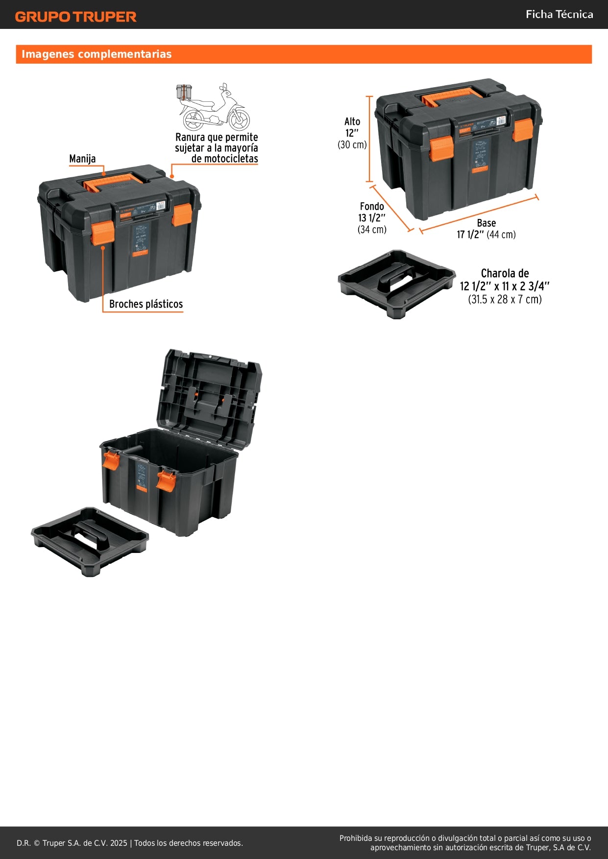 Caja Herramientas Profunda 17x12 TRUPER CHA-1712 - Organización Profesional Polipropileno Extra Grande