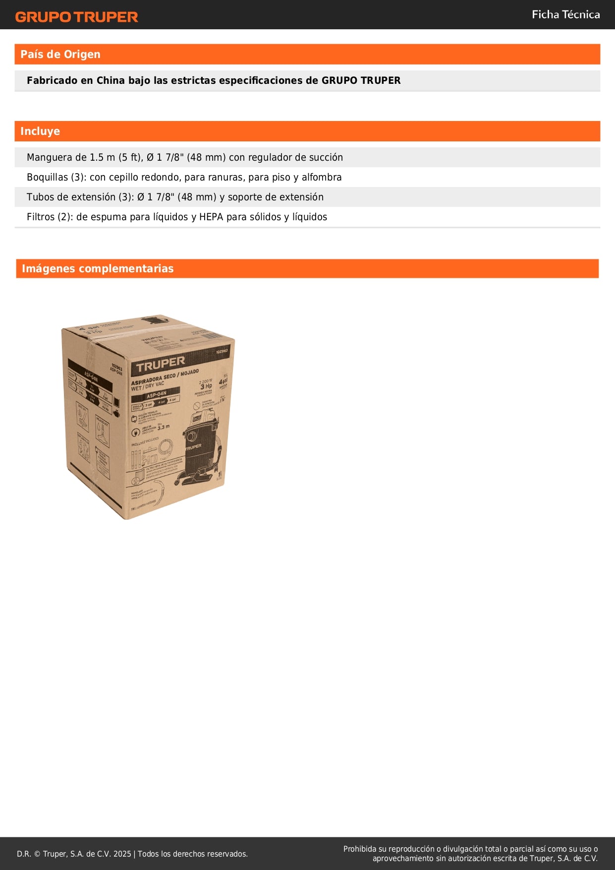 Aspiradora Industrial TRUPER 4 Galones Húmedo-Seco - Sólidos y Líquidos