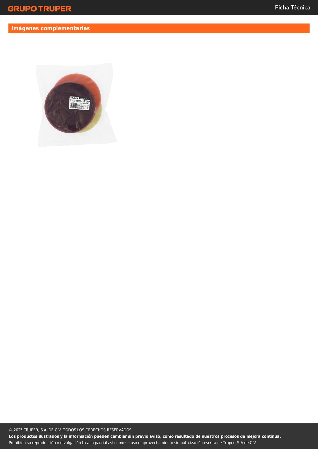 Juego de 3 esponjas para pulir de 7" hook and loop, TRUPER