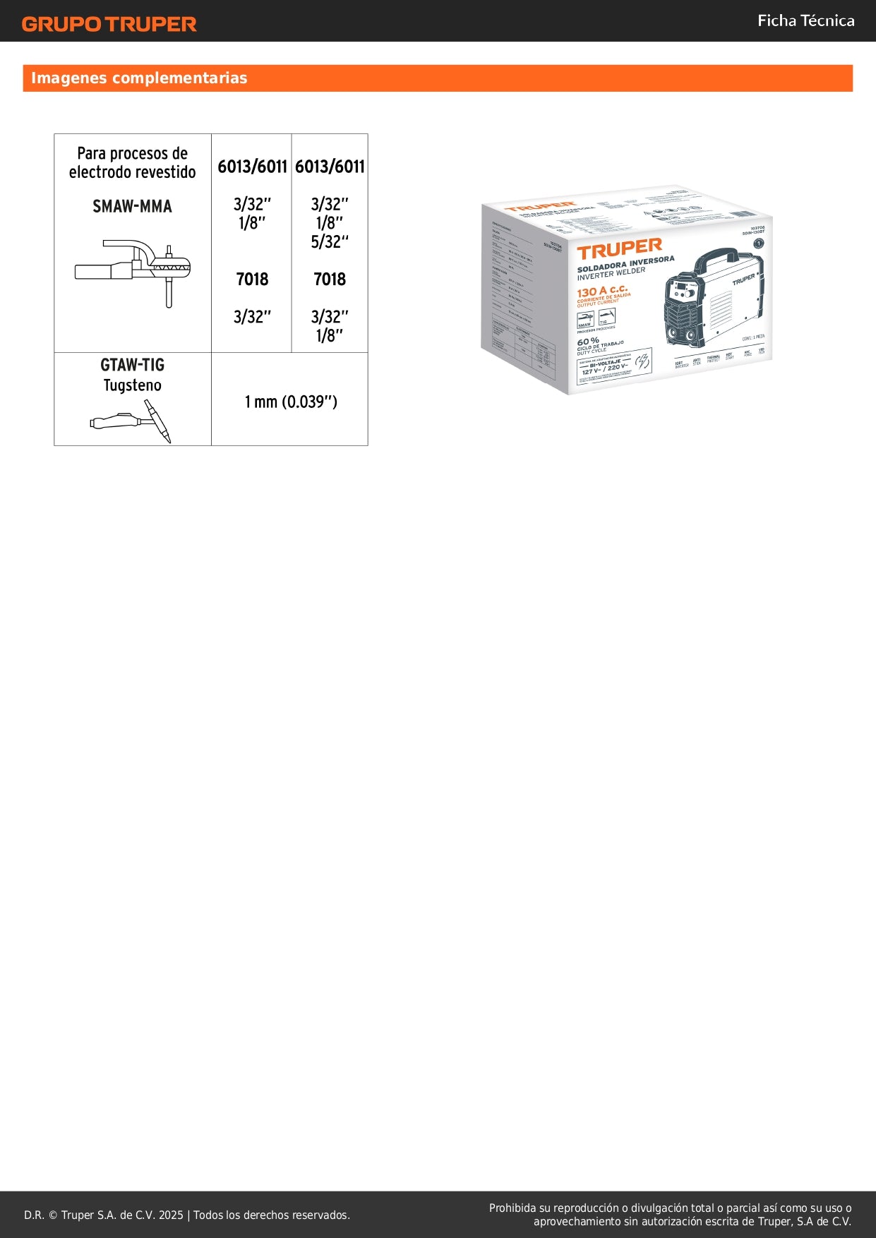 Soldadora Inversora TRUPER 130A Bi-Voltaje 127/220V - Solución Profesional para Soldadura SMAW TIG - Ligera Portátil Eficiente