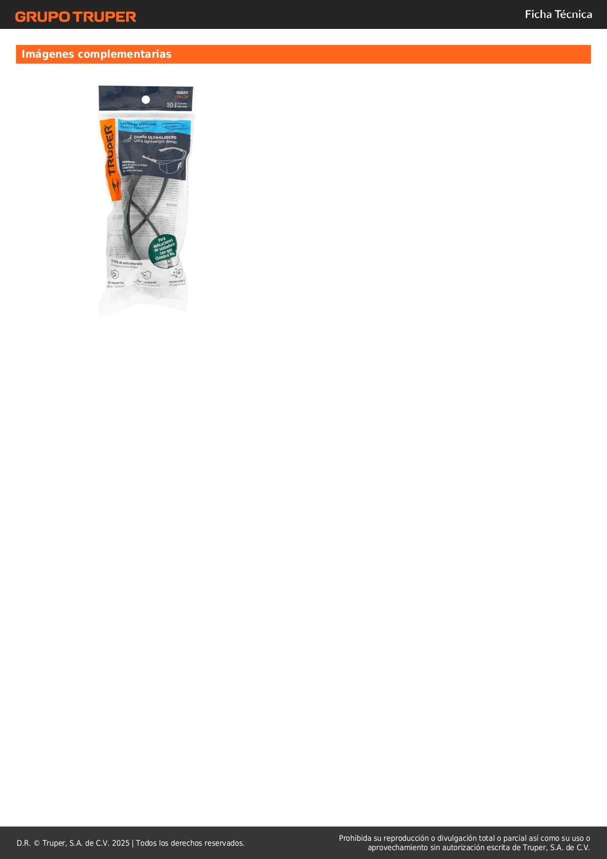 Lentes de Seguridad Verdes Truper Ultralite LEN-LS5 - Protección UV Antirayadura para Industria Construcción Taller - Policarbonato Ultraligero