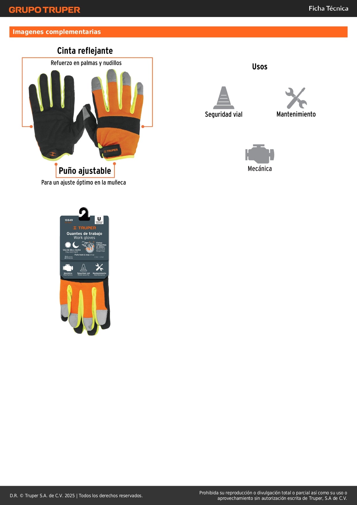 Guantes Mecánico Alta Visibilidad TRUPER GU-625 - Protección Profesional Carreteras Señalización