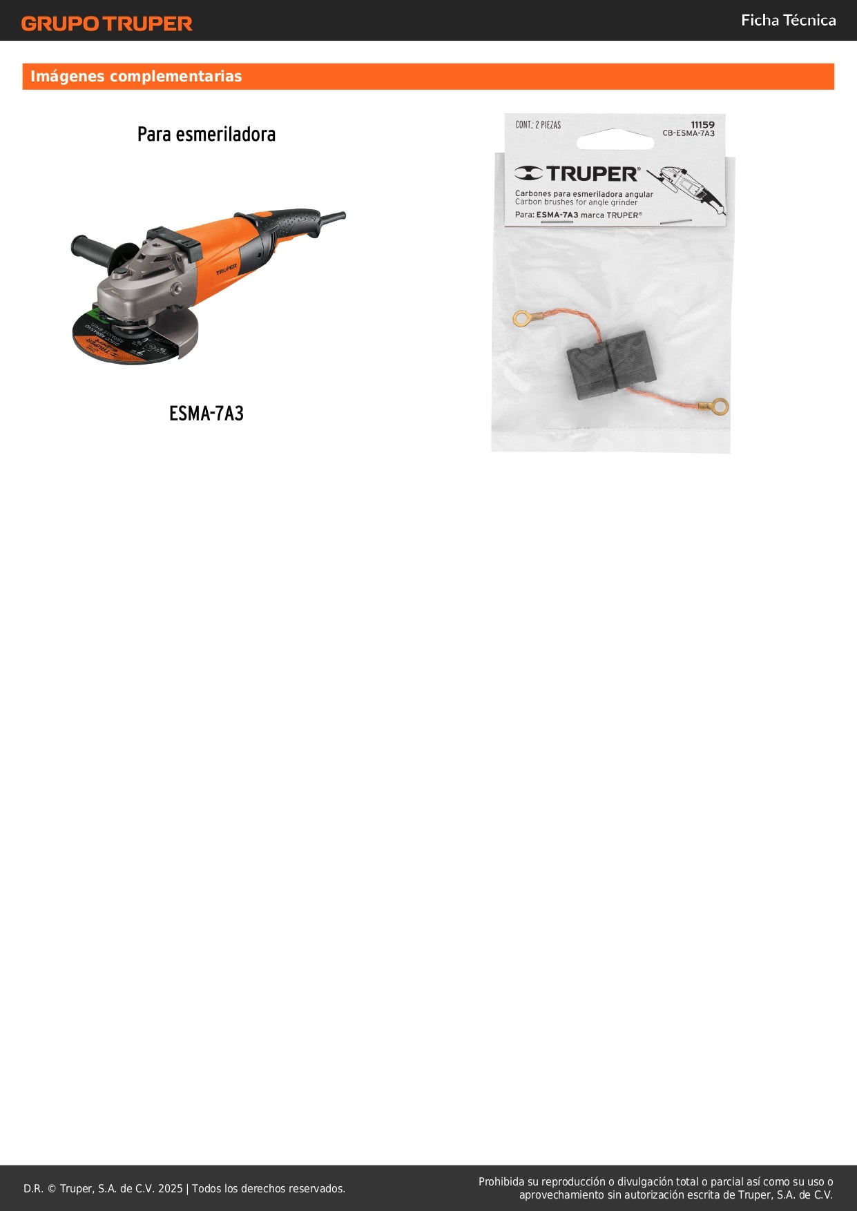 Bolsa con 2 carbones de repuesto para ESMA-7A3, TRUPER