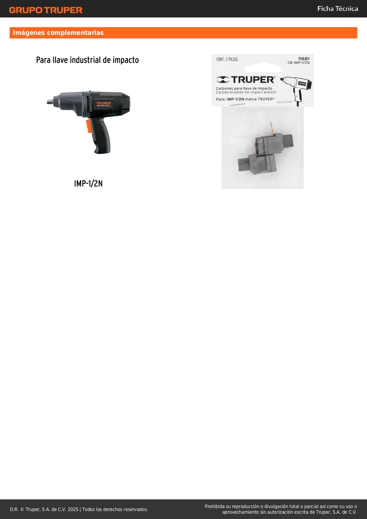 Bolsa con 2 carbones de repuesto para IMP-1/2N, TRUPER