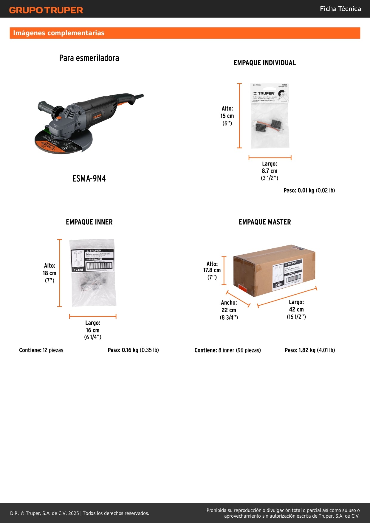 Bolsa con 2 carbones de repuesto para ESMA-9N4, TRUPER