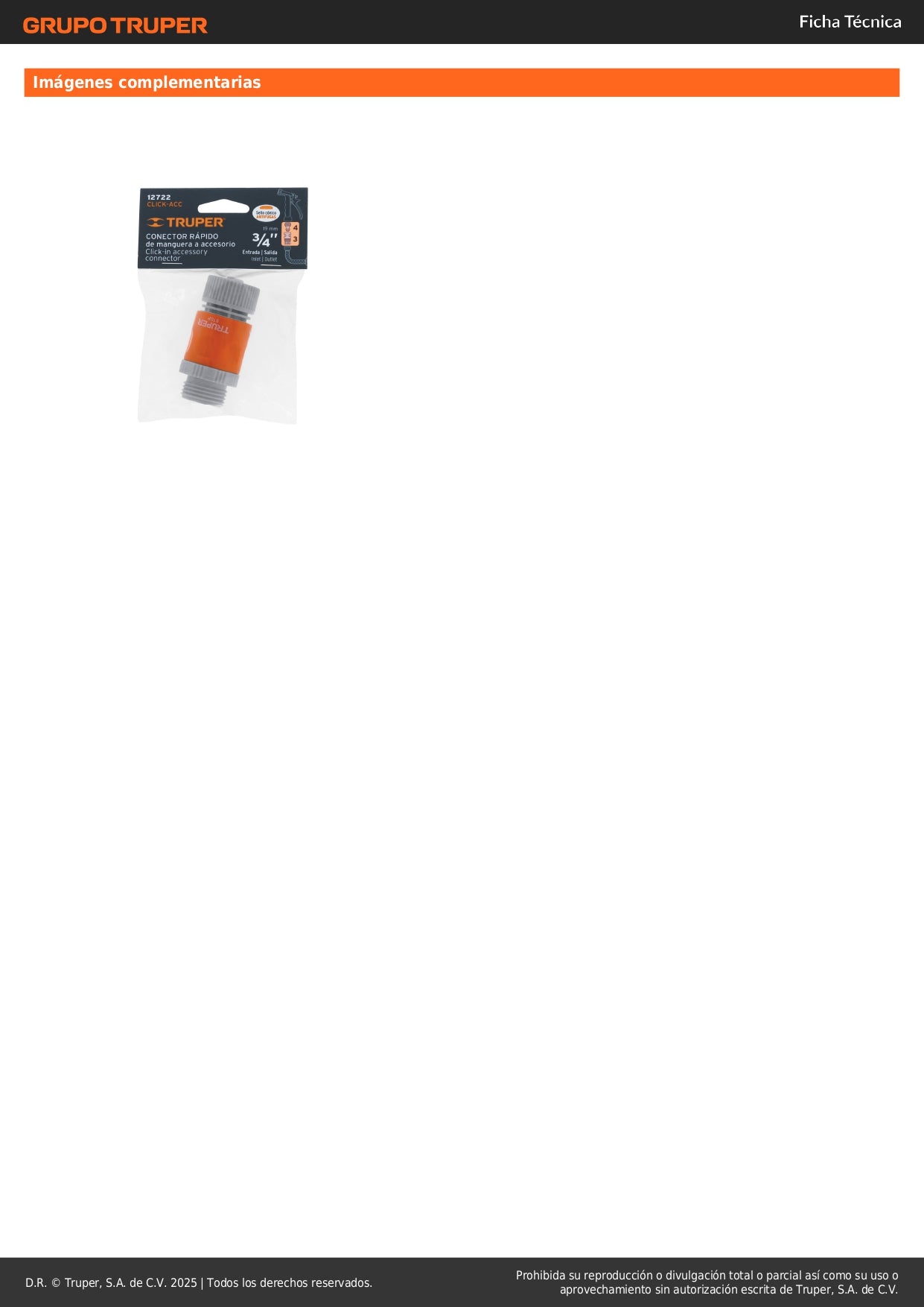 Conector 3/4" rápido de ABS mangueraacc. sistema click