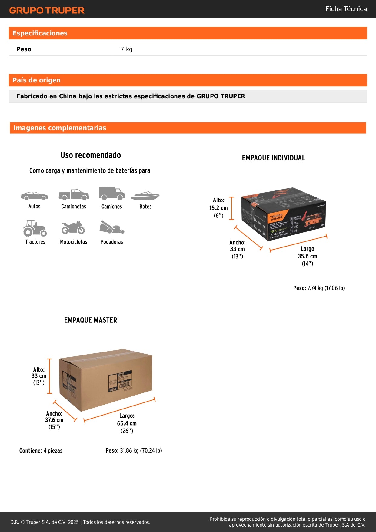 Cargador de Baterías Profesional CARBA-50X 15A Arrancador 75A - Diagnóstico Automático 6V/12V/24V para Auto Camión Motocicleta
