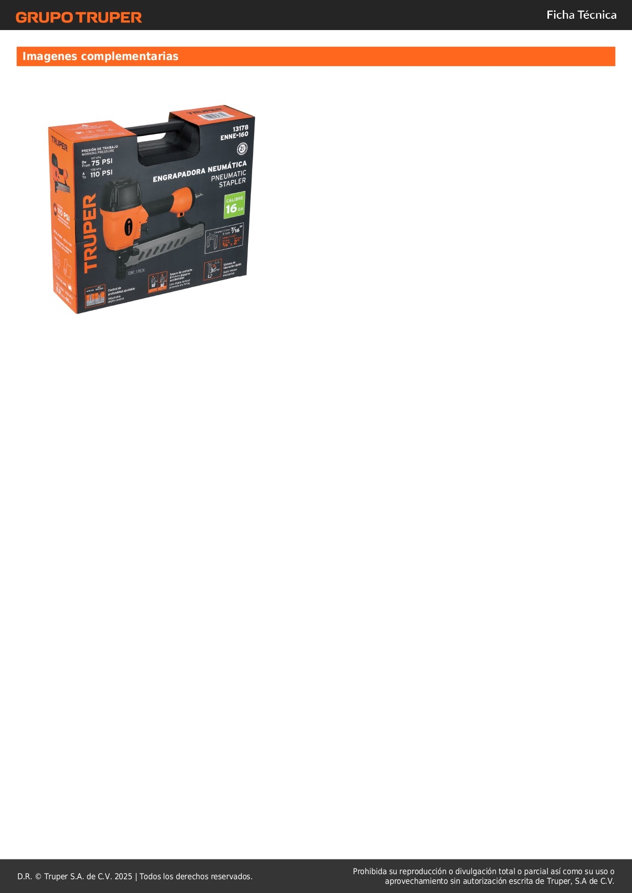 Engrapadora Neumática TRUPER Calibre 16 Profesional - Grapas 3/4 a 2 Pulgadas - Sistema Cambio Rápido - Solución Eficiente para Tapicería y Carpintería