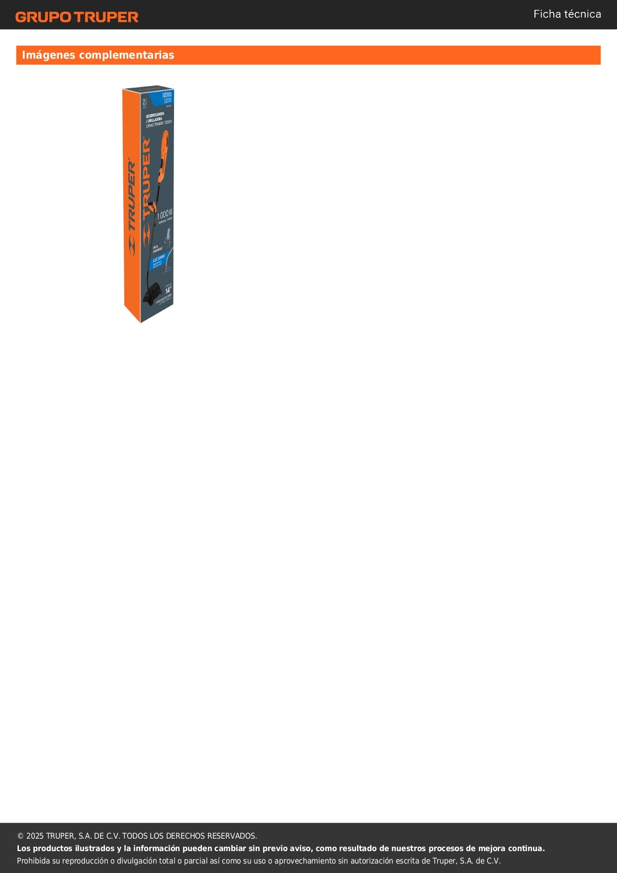 Desbrozadora eléctrica 1000 W mango "D", 14" corte, Truper