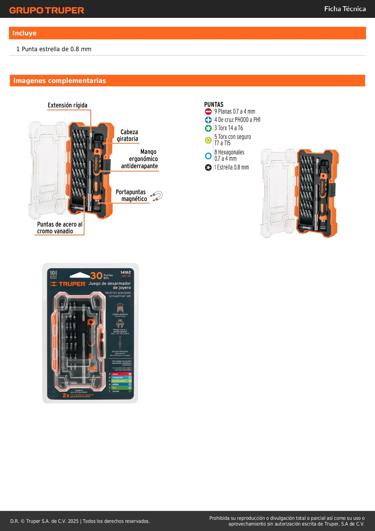 Desarmador de Precisión JOY-32 con 30 Puntas Intercambiables y Extensión - Kit Profesional para Electrónica, Reparación de Celulares y Trabajos de Precisión - Acero Cromo Vanadio 2X Más Resistente