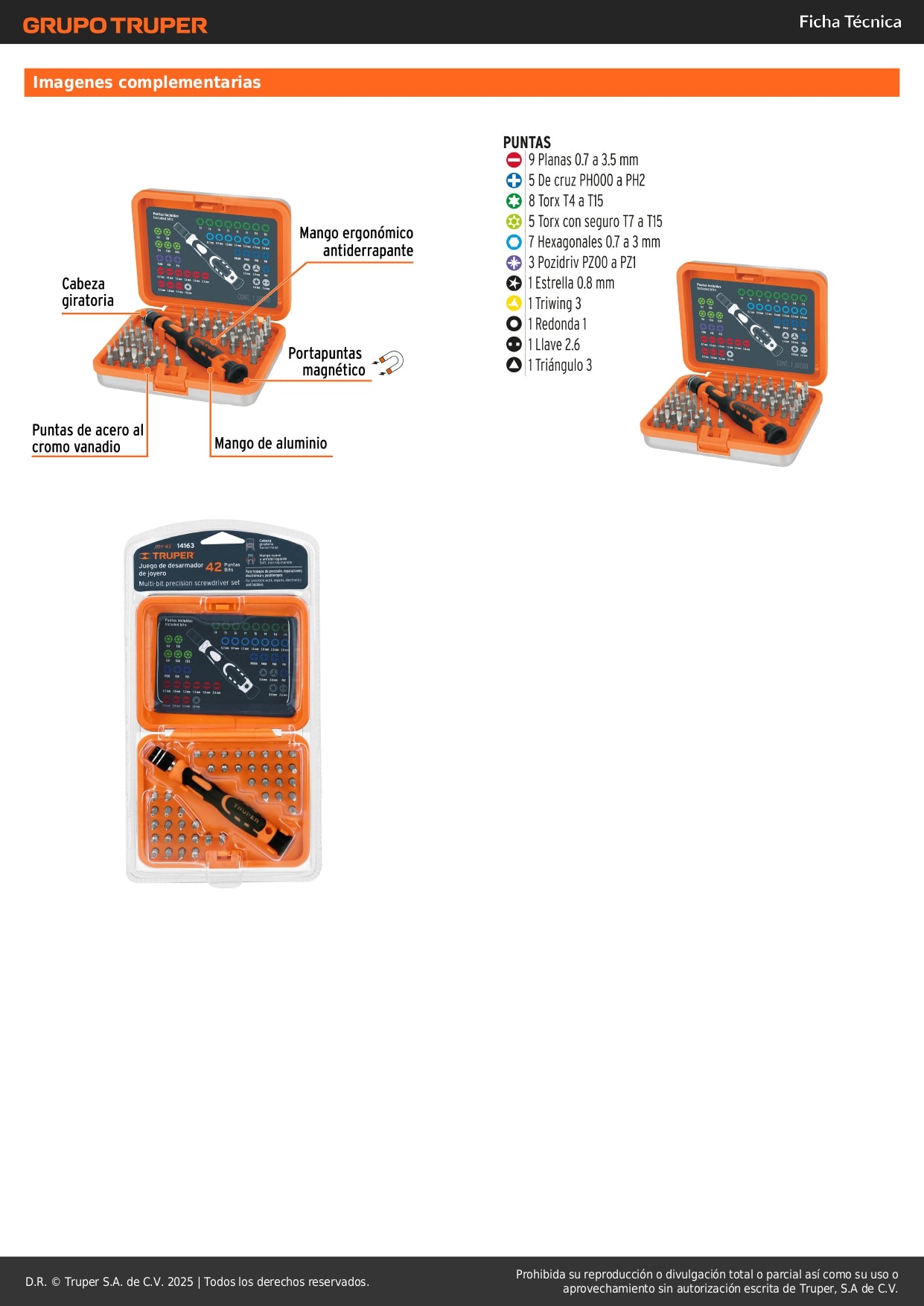 Desarmador de Precisión JOY-43 con 42 Puntas Intercambiables - Kit Profesional para Electrónica y Reparaciones de Precisión