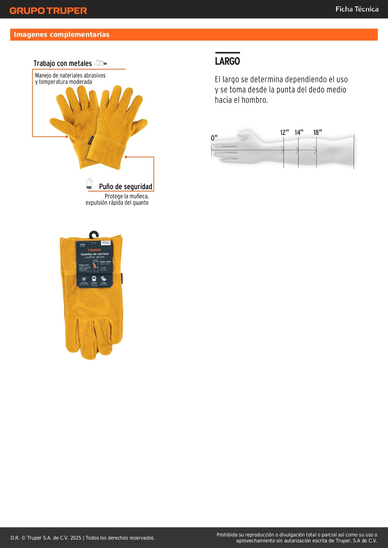 Guantes de Carnaza Cortos TRUPER GU-535 - Protección Profesional para Soldadura y Herrería