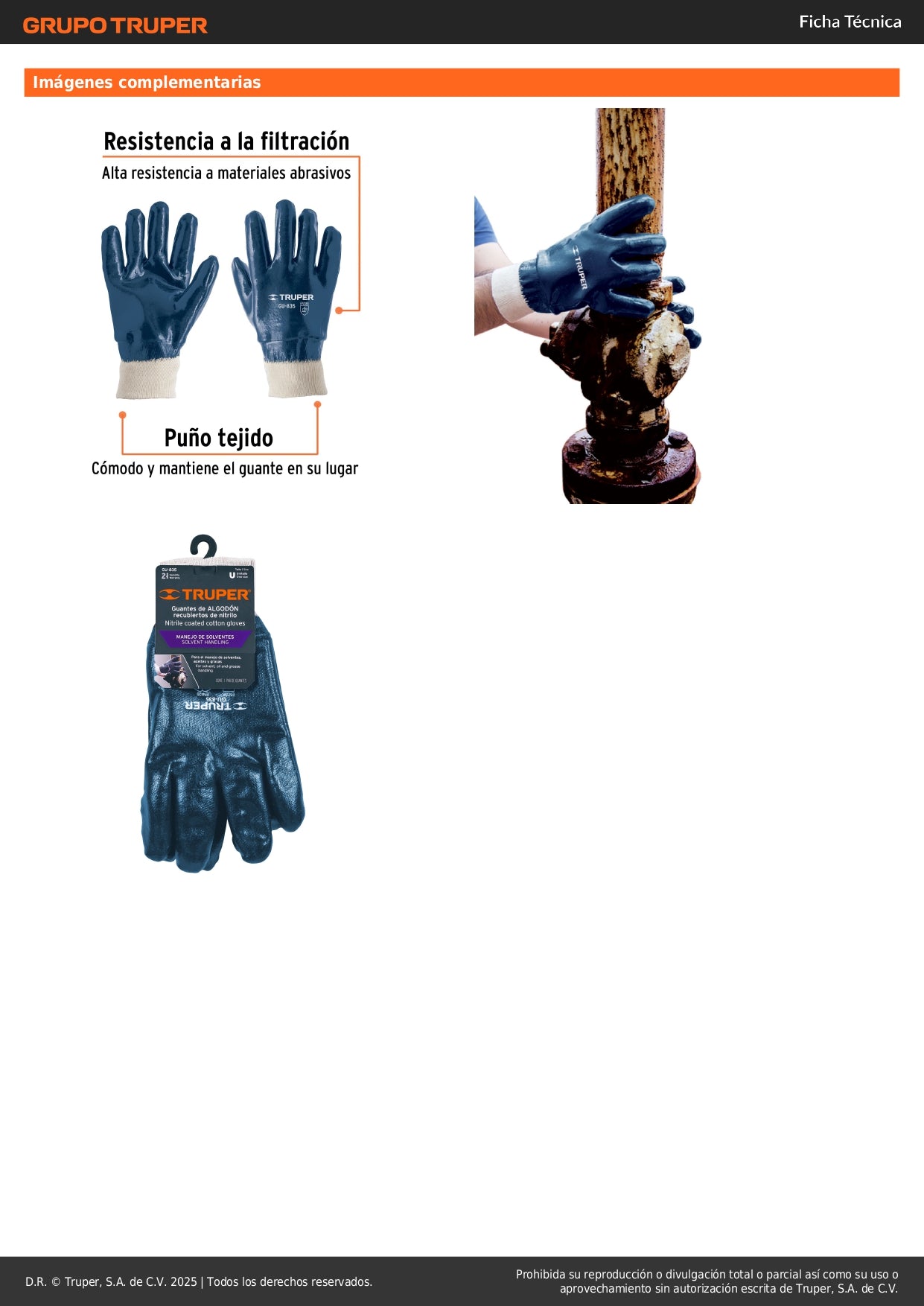 Guantes de Algodón con Recubrimiento de Nitrilo TRUPER GU-835 - Resistentes a Aceites, Grasas y Solventes para Mantenimiento Industrial