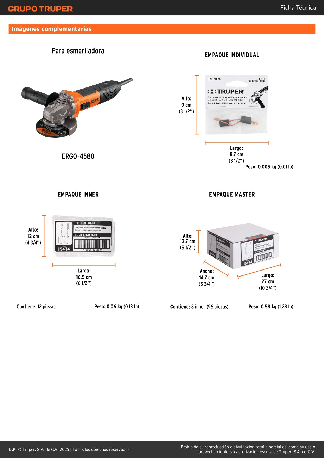 Bolsa con 2 carbones de repuesto para ERGO-4580, TRUPER