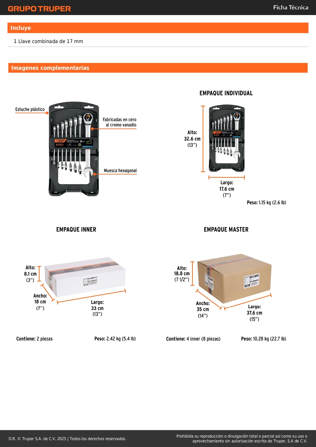 Juego 8 Llaves Combinadas con Matraca JC-8XM EXPERT - Acero Cromo Vanadio 90 Dientes - Solución Profesional para Espacios Reducidos