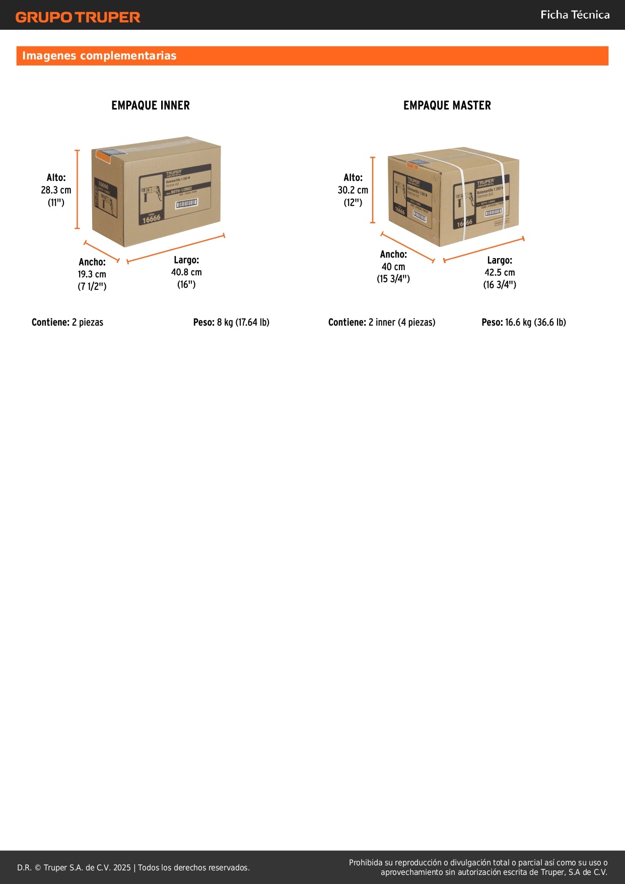 Rotomartillo TRUPER INDUSTRIAL 1/2" 1200W - Taladro Percutor Profesional con Doble Velocidad y Control de Profundidad