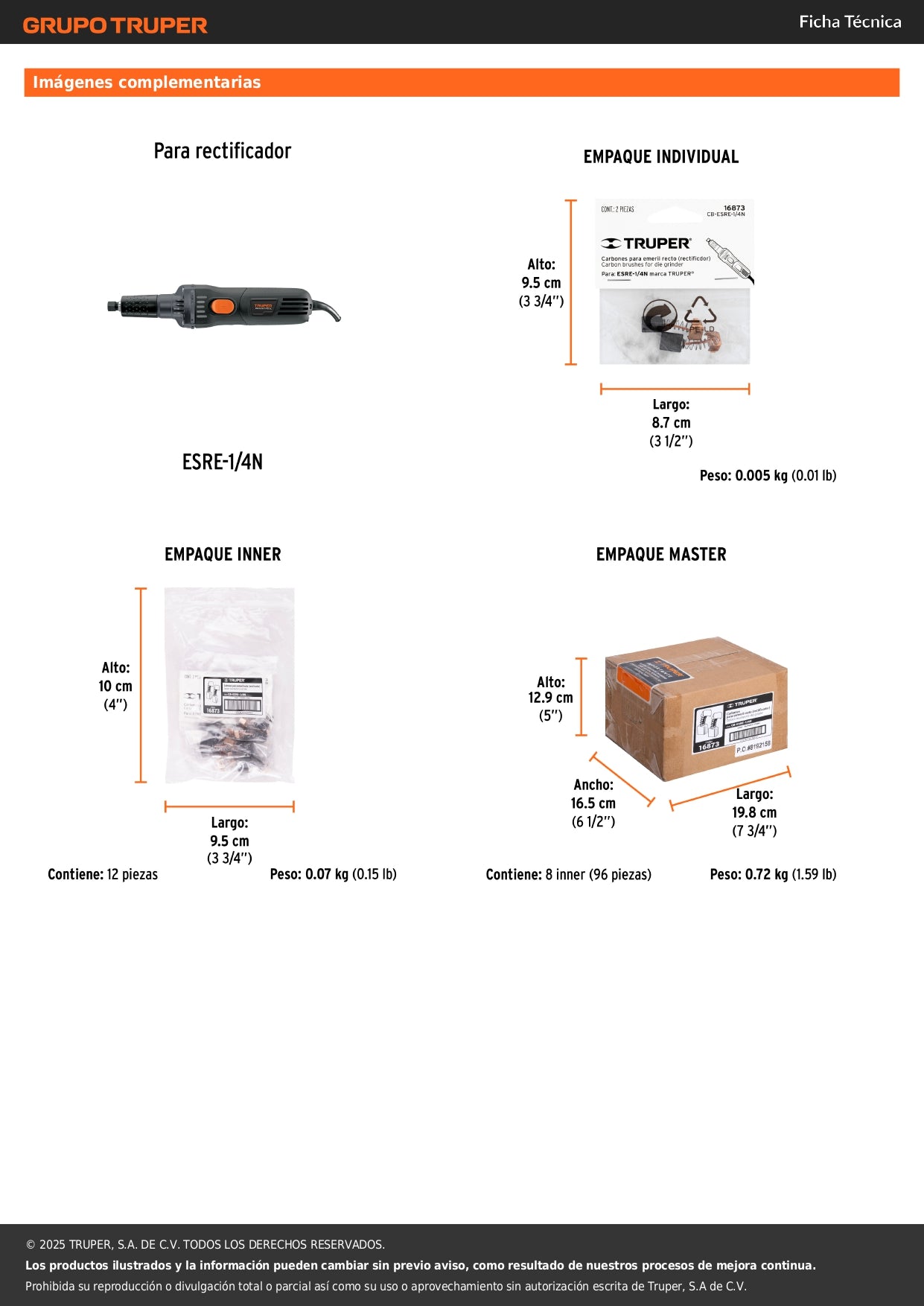 Bolsa con 2 carbones de repuesto para ESRE-1/4N, TRUPER