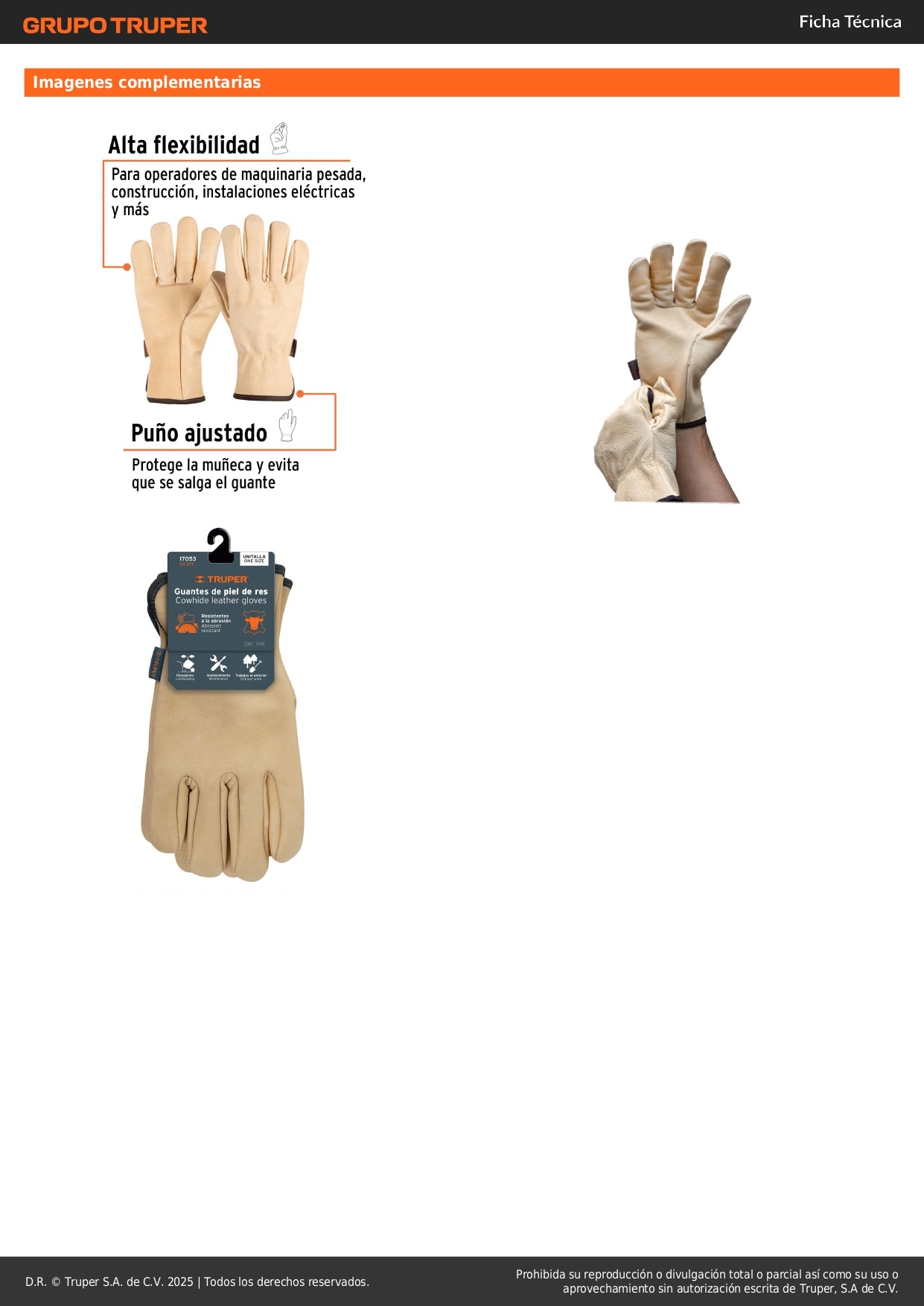 Guantes de Piel de Res TRUPER GU-273 - Protección Profesional para Jardinería y Mantenimiento Industrial