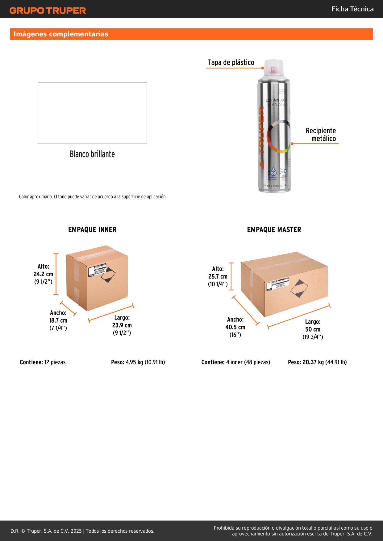 Pintura Aerosol Blanco Brillante 400ml PA-BB - Anticorrosión Secado Rápido para Metal Madera Plástico - Máxima Cobertura Sin Plomo