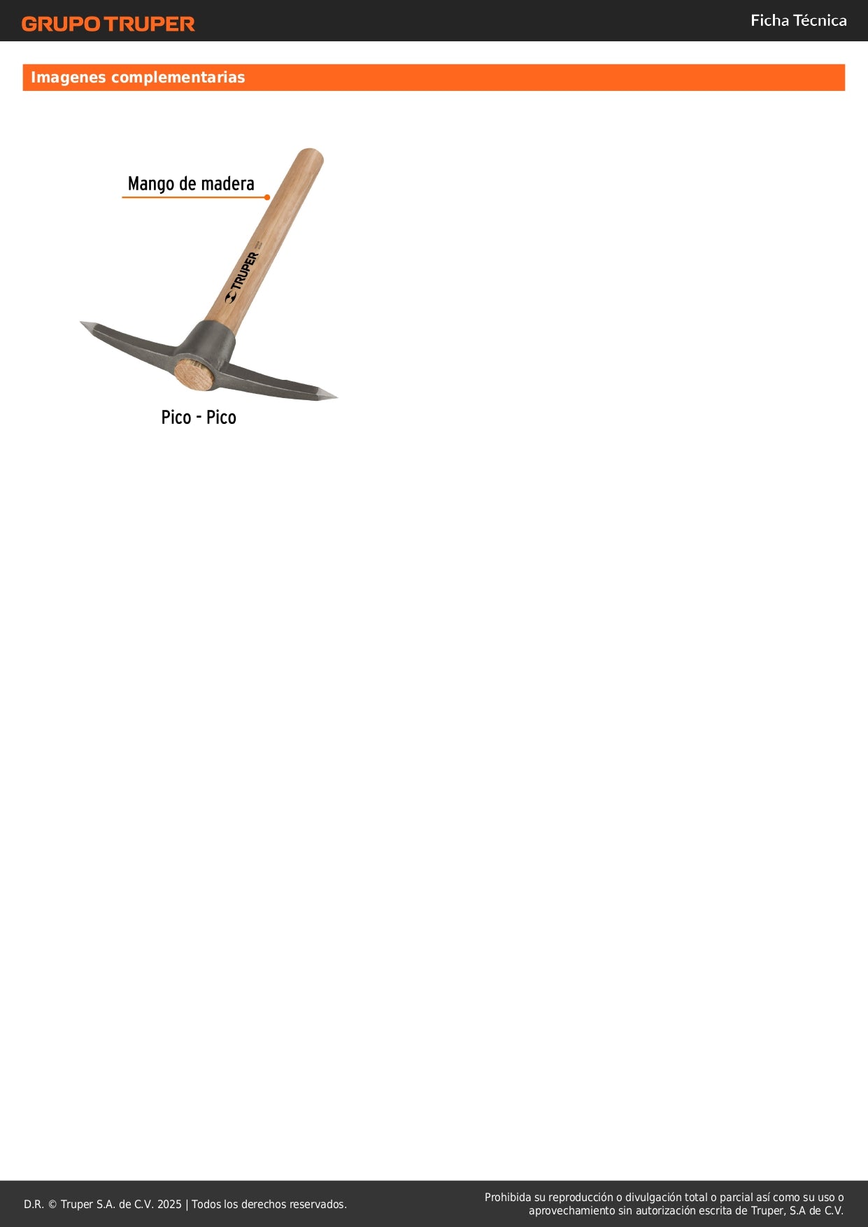 Martelina Pico-Pico TRUPER 16 oz - Martillo Especializado para Excavación, Jardinería y Deshierbe - Acero Cromo 5160 Alta Resistencia - MART-PP