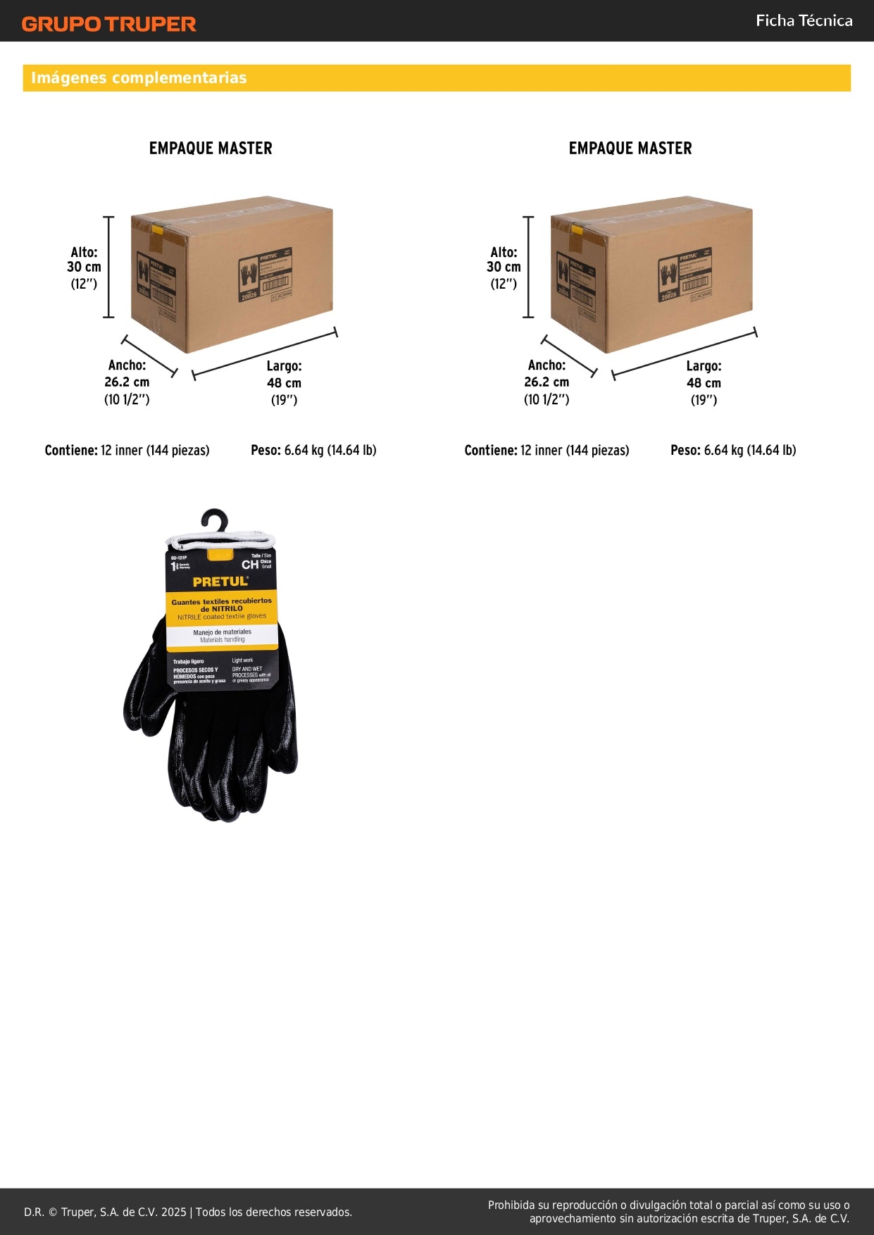 Guantes de Trabajo Nitrilo PRETUL GU-121P - Protección Antideslizante para Manos en Trabajos Húmedos y Secos - Nylon Recubierto Resistente Abrasión - Agarre Seguro Superficies Mojadas