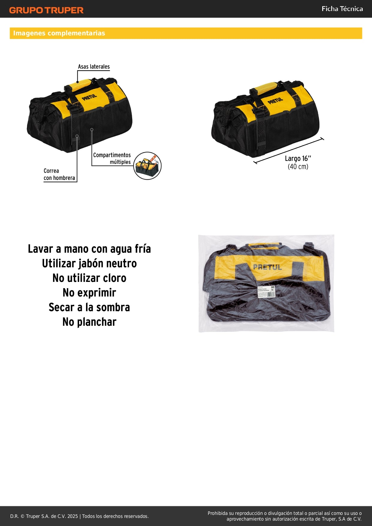 Maletín Portaherramientas Profesional 16 Pulgadas PRETUL - Organiza y Transporta Herramientas con Múltiples Compartimentos