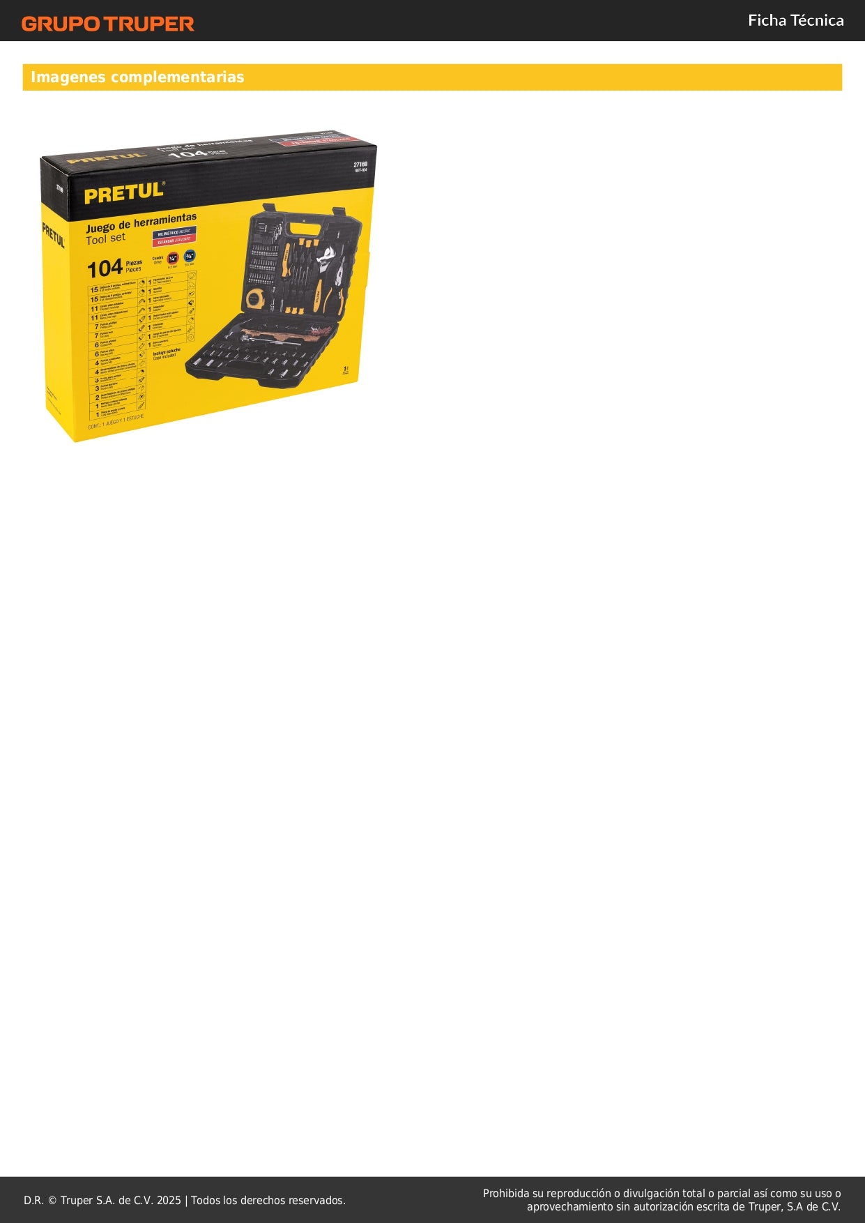 Juego de Herramientas Pretul 104 Piezas SET-104 - Kit Completo Profesional con Estuche Organizador para Reparación y Mantenimiento