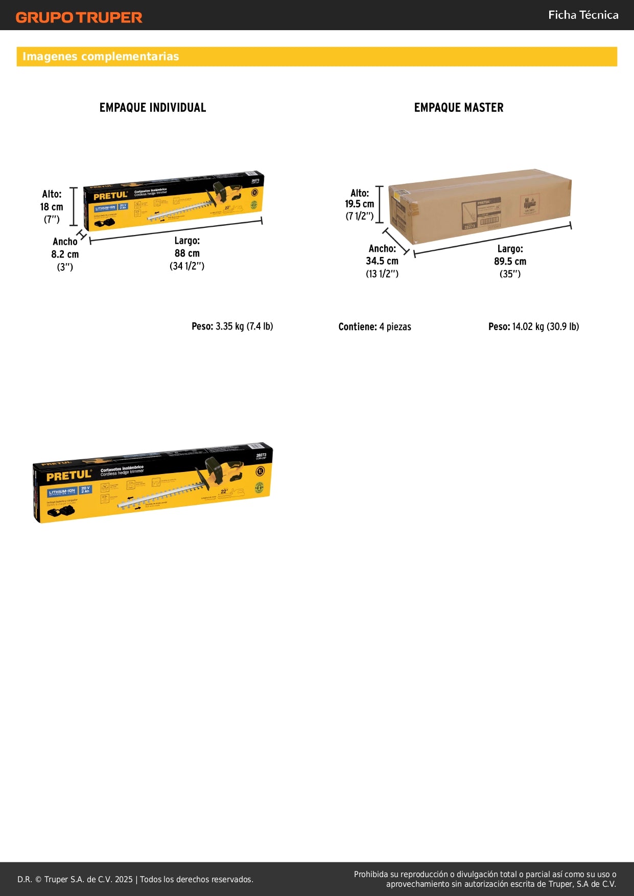 Cortasetos Inalámbrico PRETUL 20V con Batería 2Ah - Cuchillas Doble Filo para Poda Profesional de Setos y Arbustos - Corte Máximo 10mm