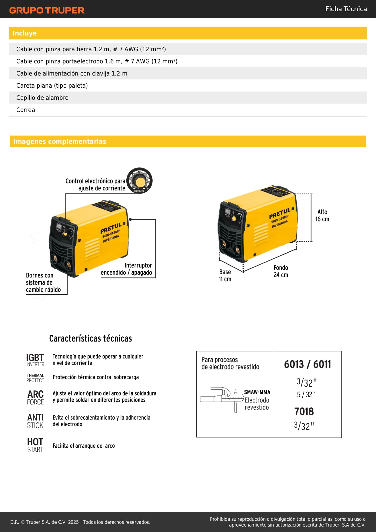Mini Soldadora Inversora PRETUL 120A 127V Serie 500 - Compacta y Eficiente para Electrodo y TIG