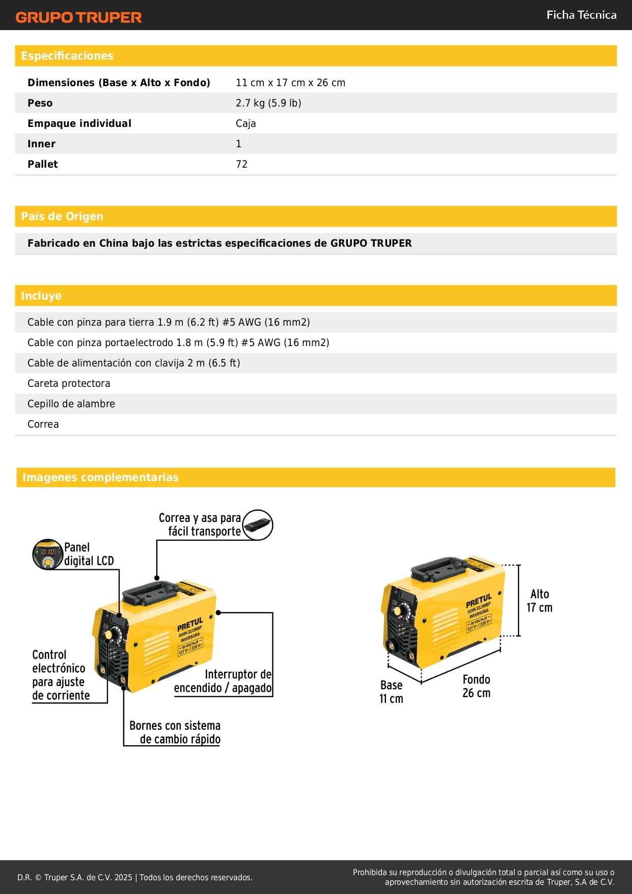 Mini Soldadora Inversora 130A Bivoltaje PRETUL SOIN-313MBP - Portátil Profesional para Electrodo Revestido SMAW MMA