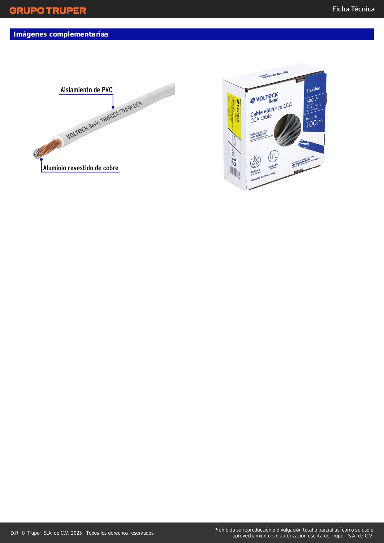 Cable THW CCA 12 AWG Blanco 100m - Instalación Eléctrica Residencial y Comercial Segura - Aluminio Revestido Cobre