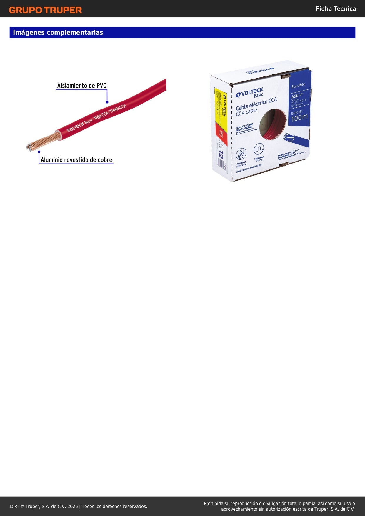 Cable THW CCA 12 AWG Rojo 100m - Instalación Eléctrica Residencial y Comercial - Aluminio Revestido Cobre PVC - CCA-12R