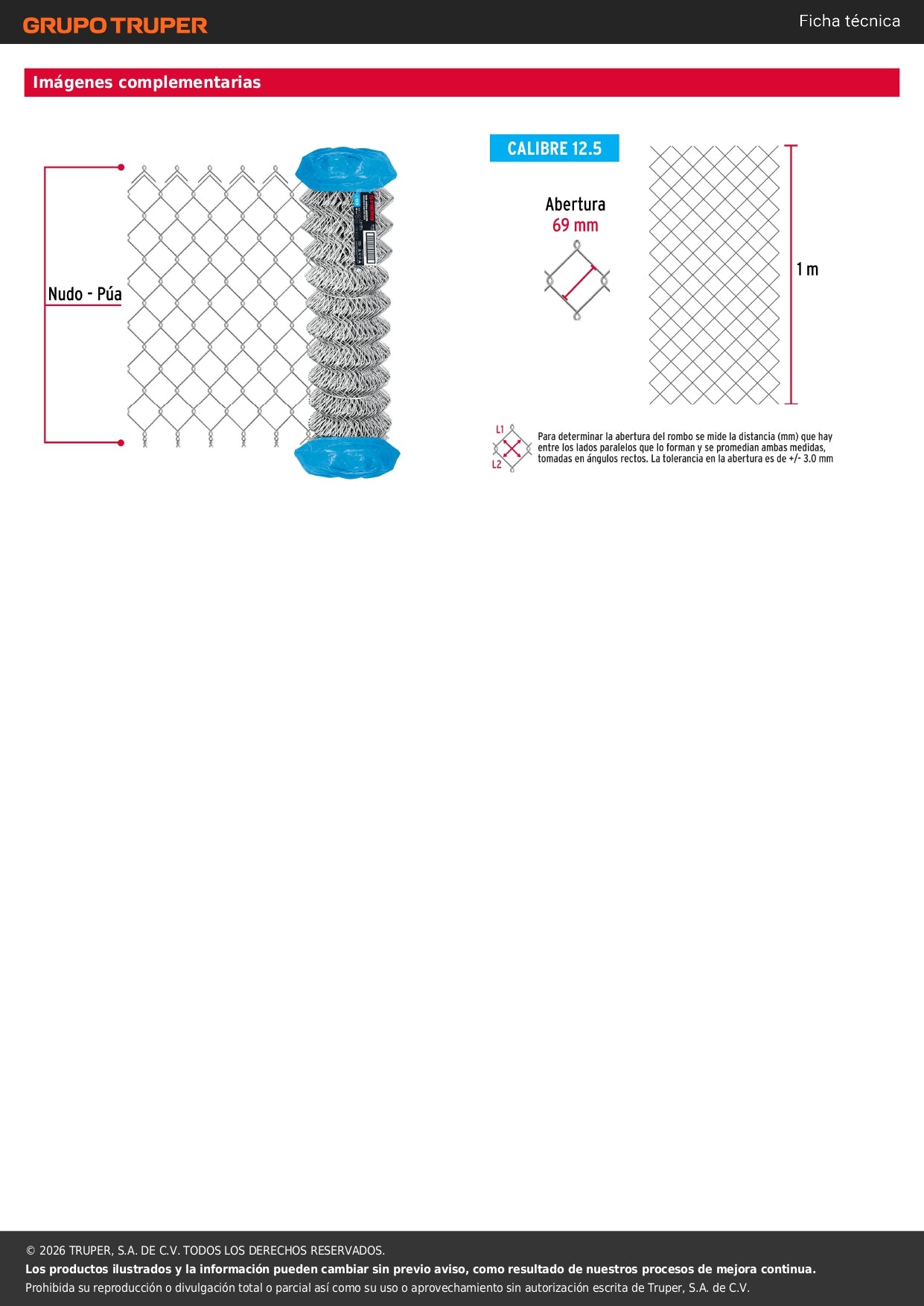 Malla Ciclónica Galvanizada Cal.12.5 - Rollo 1x20m para Cercado Industrial, Residencial y Delimitación de Perímetros