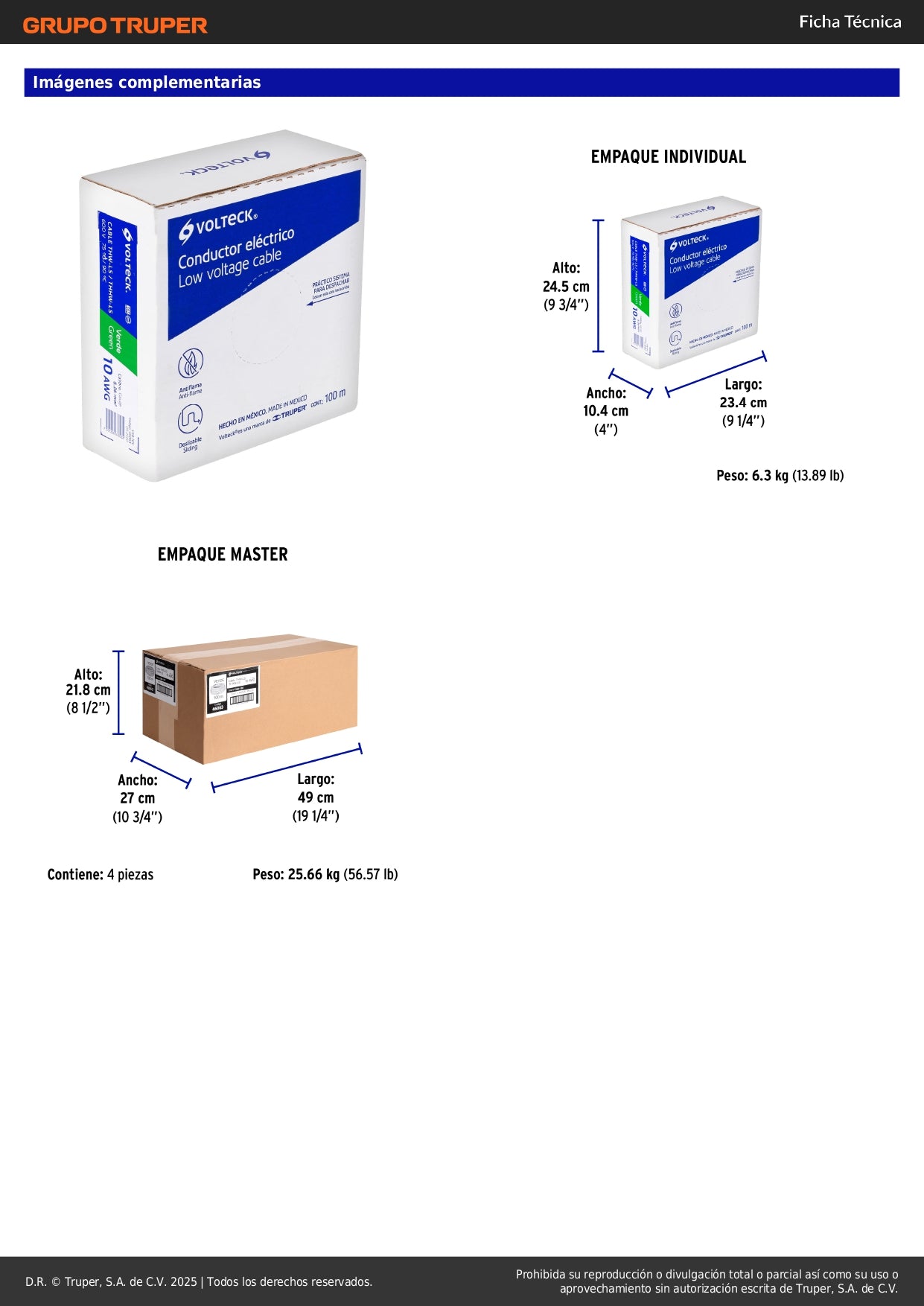 Cable THHW-LS 10 AWG Verde 100m Volteck - Solución Profesional para Instalaciones Eléctricas Seguras