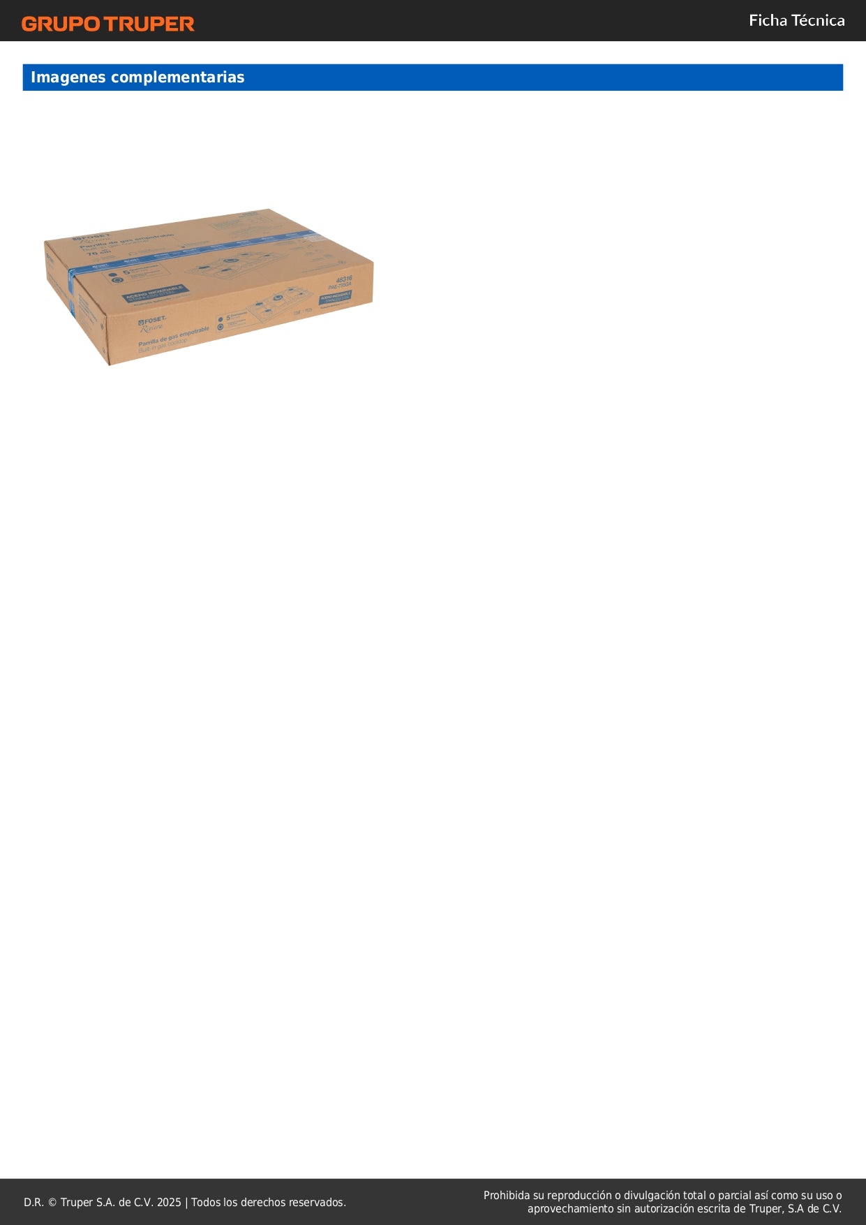 Parrilla de Gas Empotrable RIVIERA 75cm 5 Quemadores Acero Inoxidable - Encendido Electrónico PAE-755GA