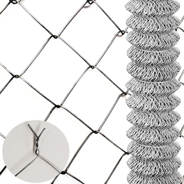 Malla Ciclónica Galvanizada Cal.13 - Rollo 2x20m para Cercado Industrial, Residencial y Delimitación de Perímetros