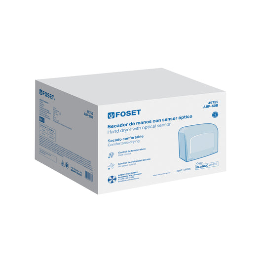 Secador de manos con sensor óptico, acero, blanco, FOSET