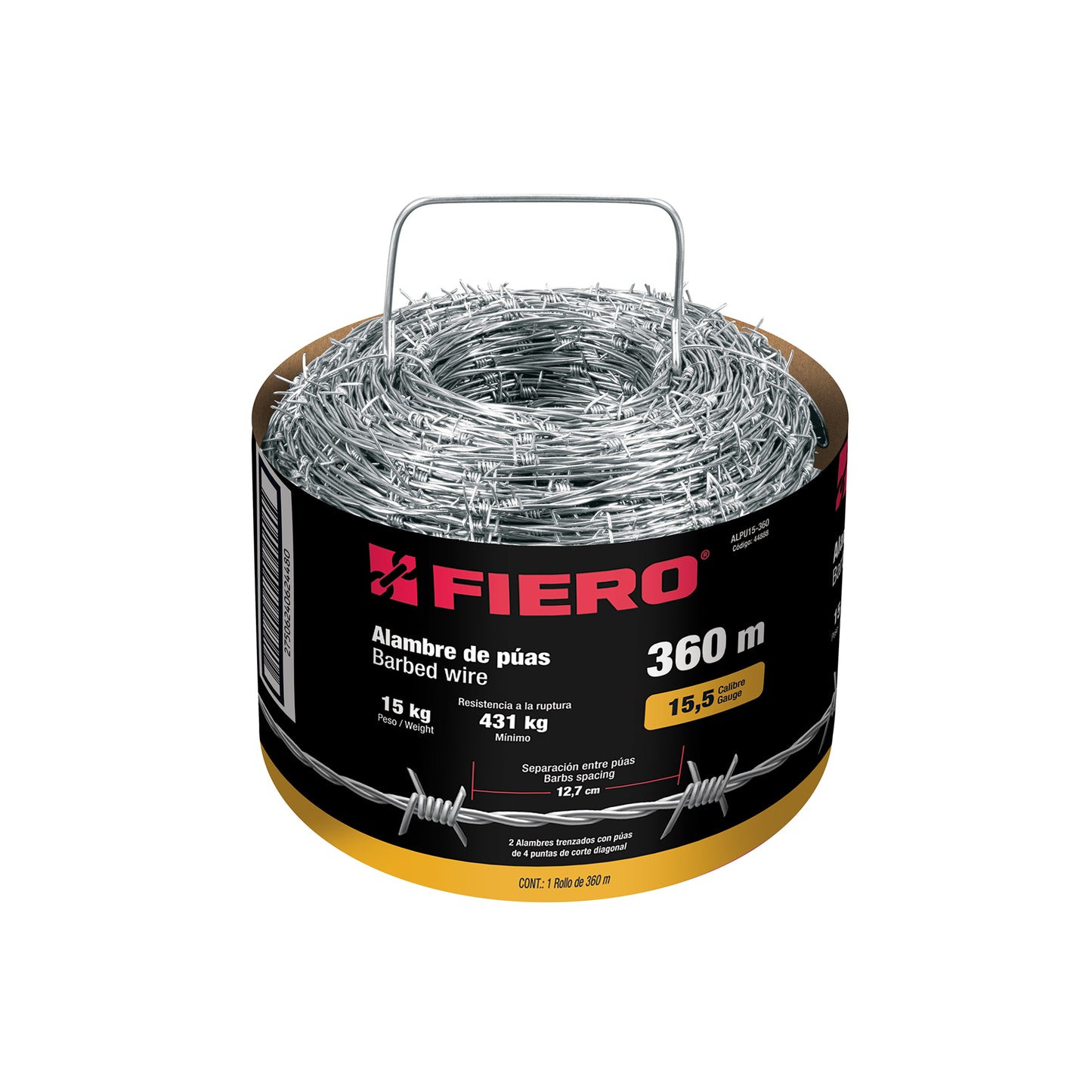 Alambre de Púas Calibre 15.5 Galvanizado Rollos 100, 300, 360 Metros Cerca de Protección Reforzada