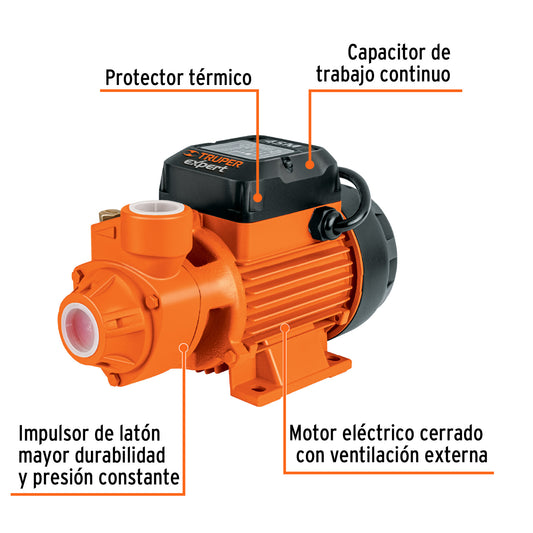 Bomba Periférica EXPERT 3/4HP BOAP-3/4 - Altura Máxima 65m para Agua Limpia - Solución Profesional Bombeo Agrícola