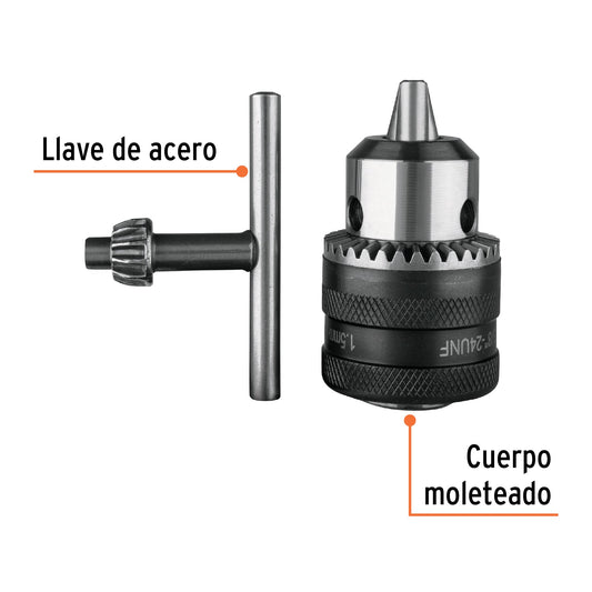 Broquero 3/8" con llave, cuerpo moleteado, TRUPER