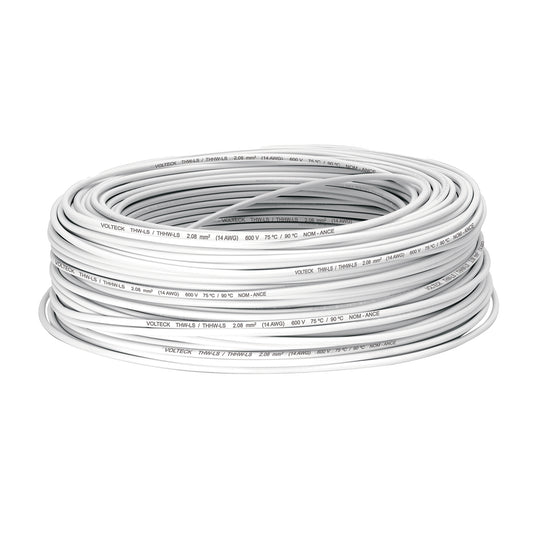 Cable THHW-LS 14 AWG Blanco 100m Volteck 100 % cobre - Solución Profesional para Instalaciones Eléctricas Residenciales y Comerciales