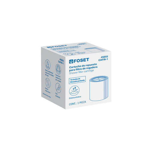 Cartucho Repuesto Filtro Regadera FOSET CAFIR-1 - Elimina Cloro y Sedimentos - 15 Niveles Filtración - Protege Piel y Cabello - Compatible FIR-1